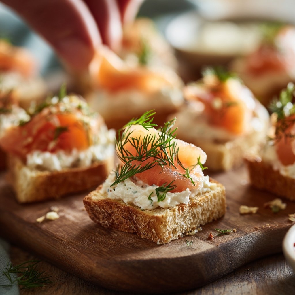 Canapés mit Frischkäse und Lachs