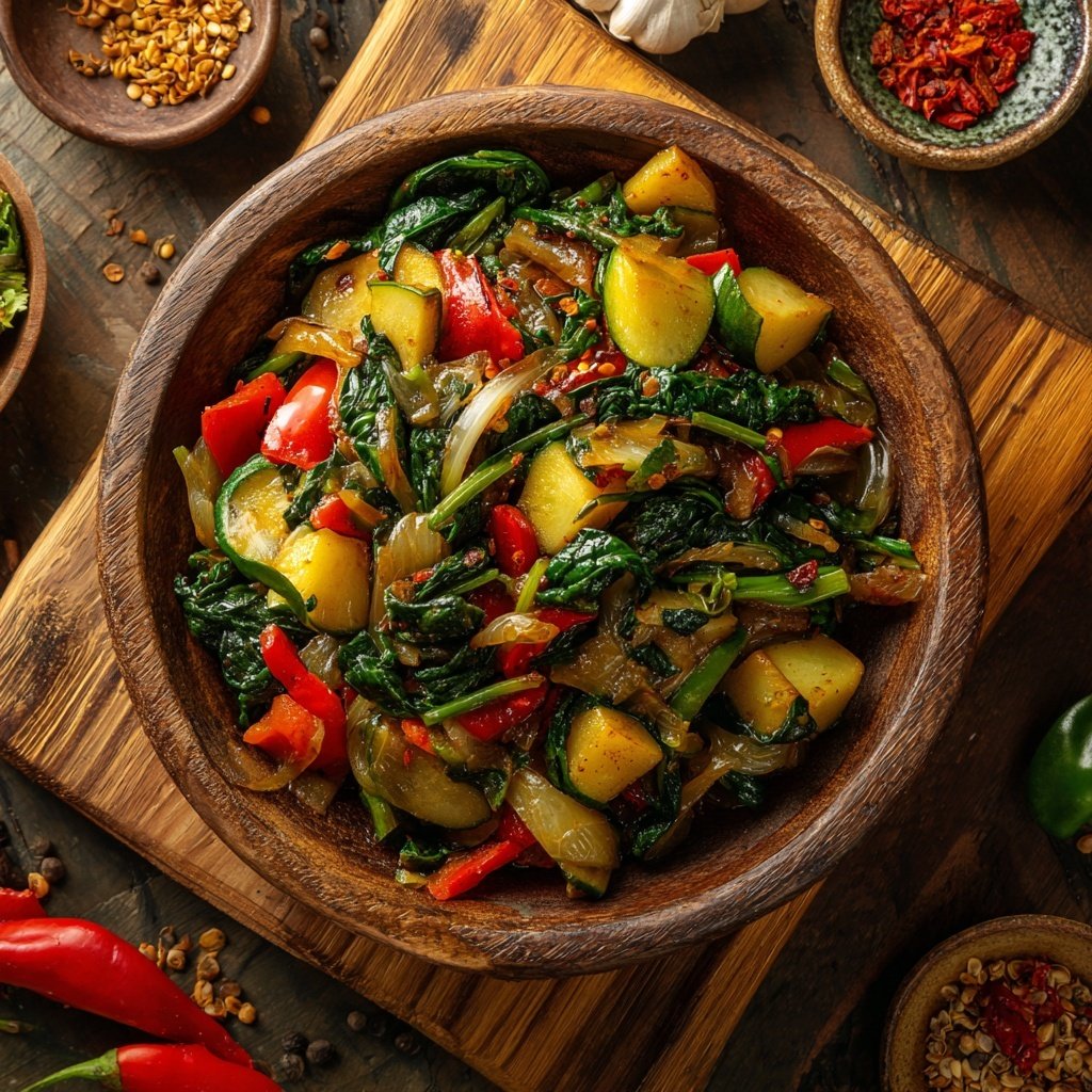 Kalorienarme Gemüsepfanne Mit Spinat