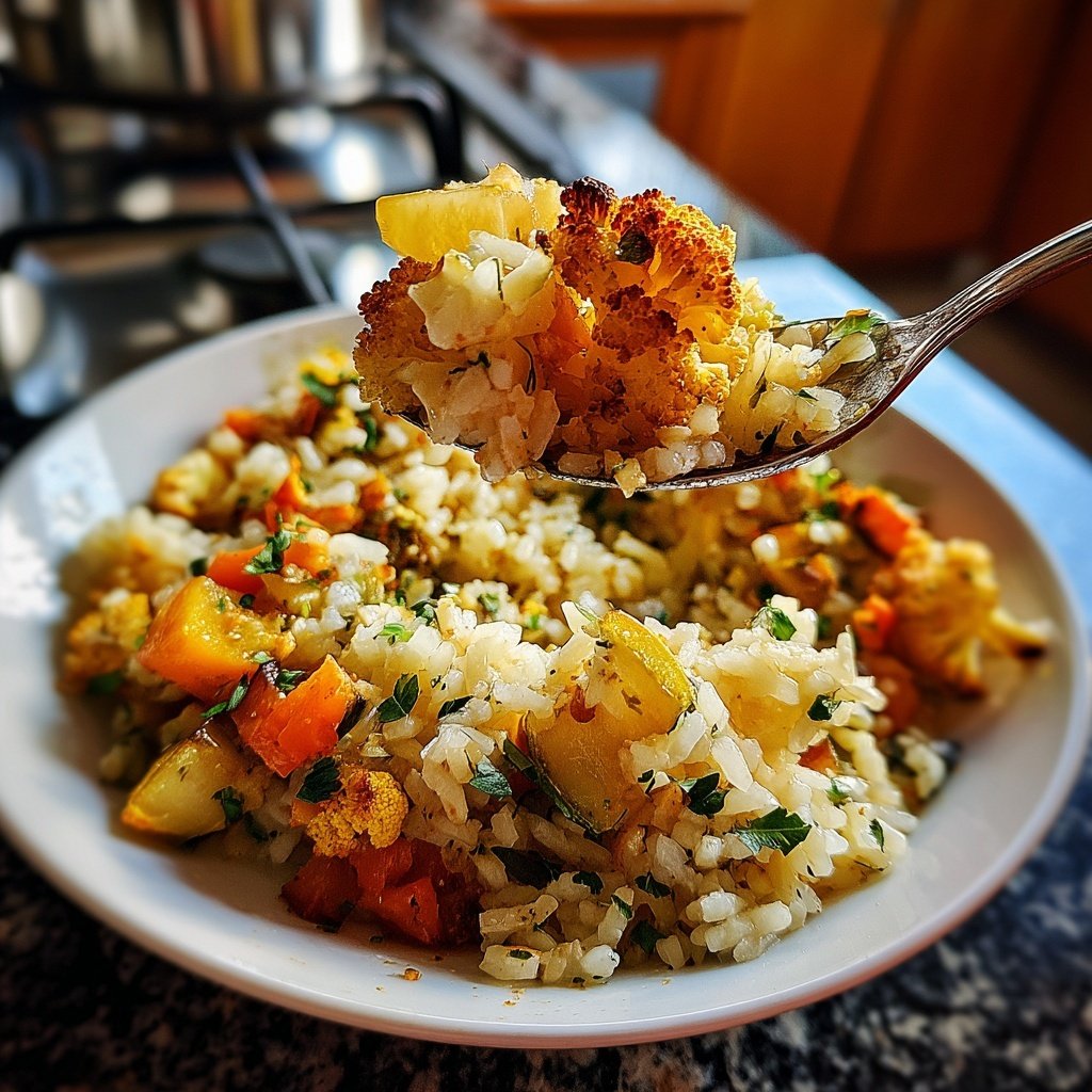 Abendessen vegetarisch mit Ofenreis