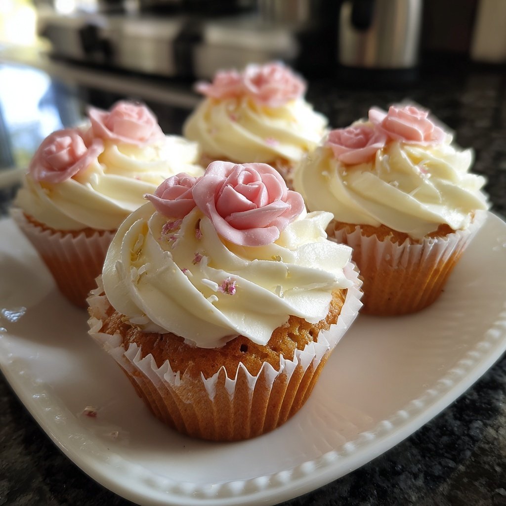 Cupcakes mit Rosen-Dekor