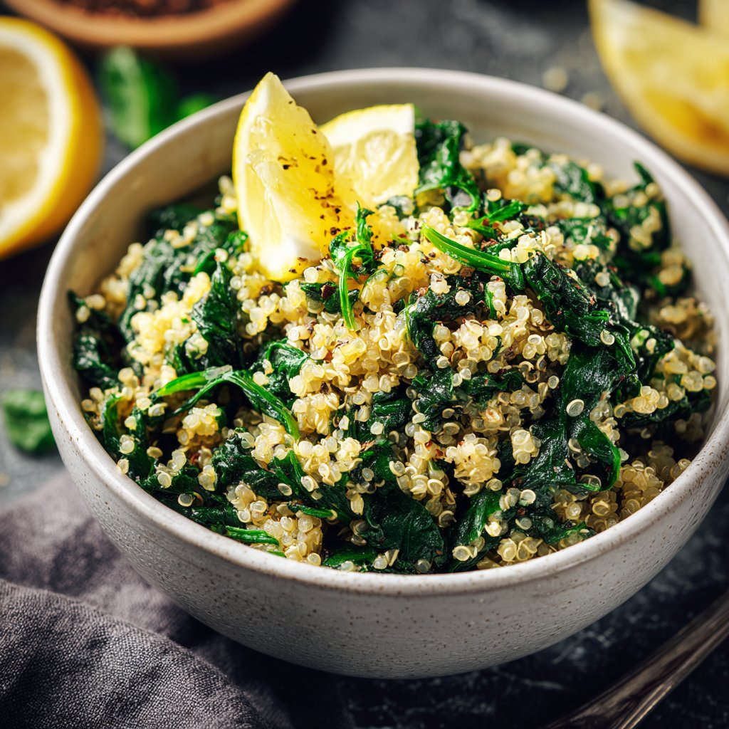 Quinoa mit Spinat und Zitrone