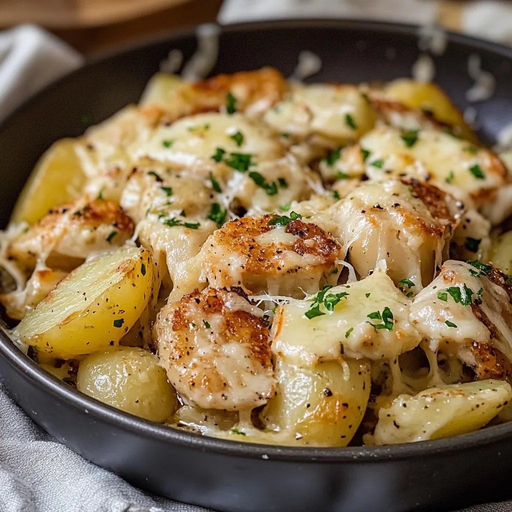 Knoblauch-Parmesan-Hähnchen mit Kartoffeln