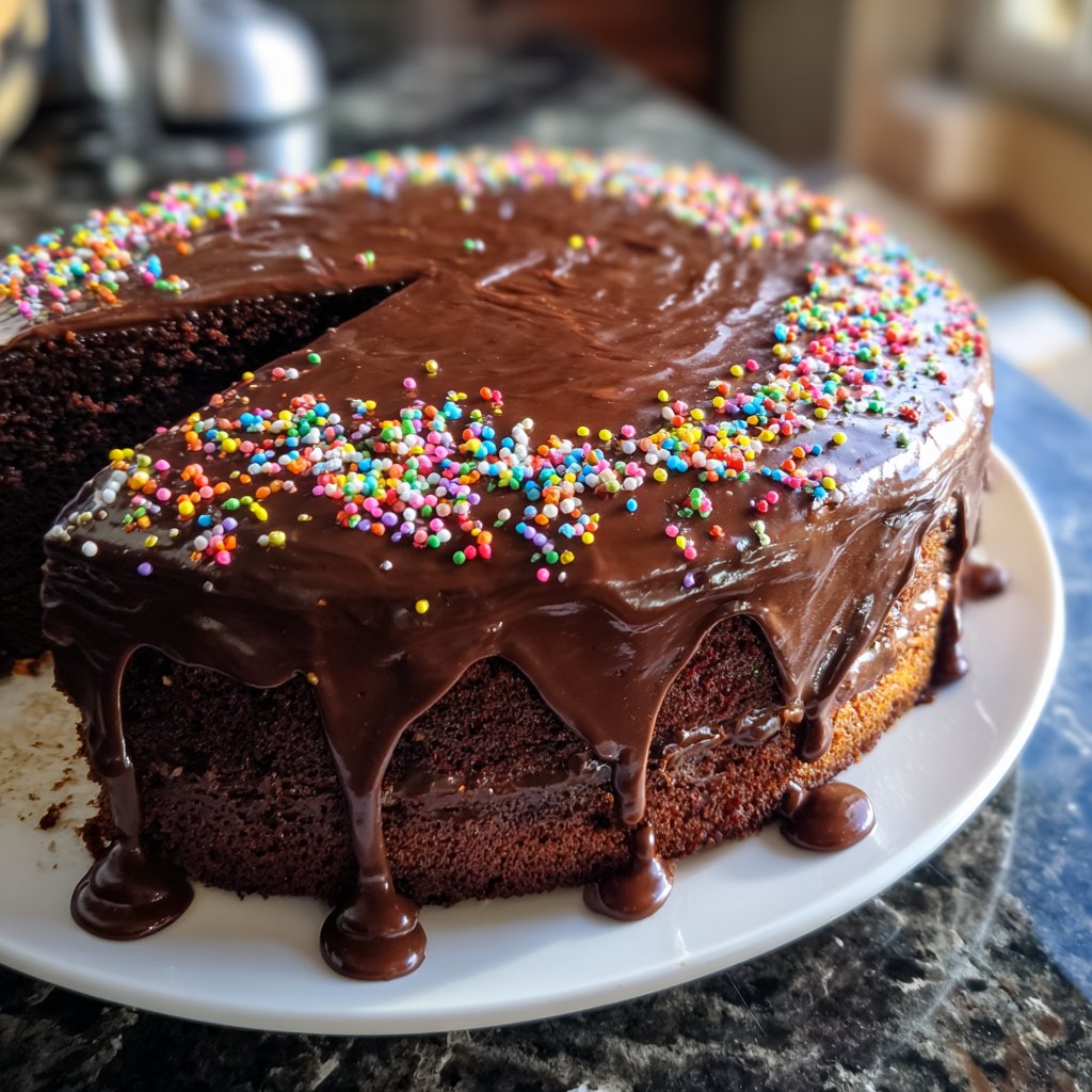 Geburtstagskuchen mit Schokoglasur