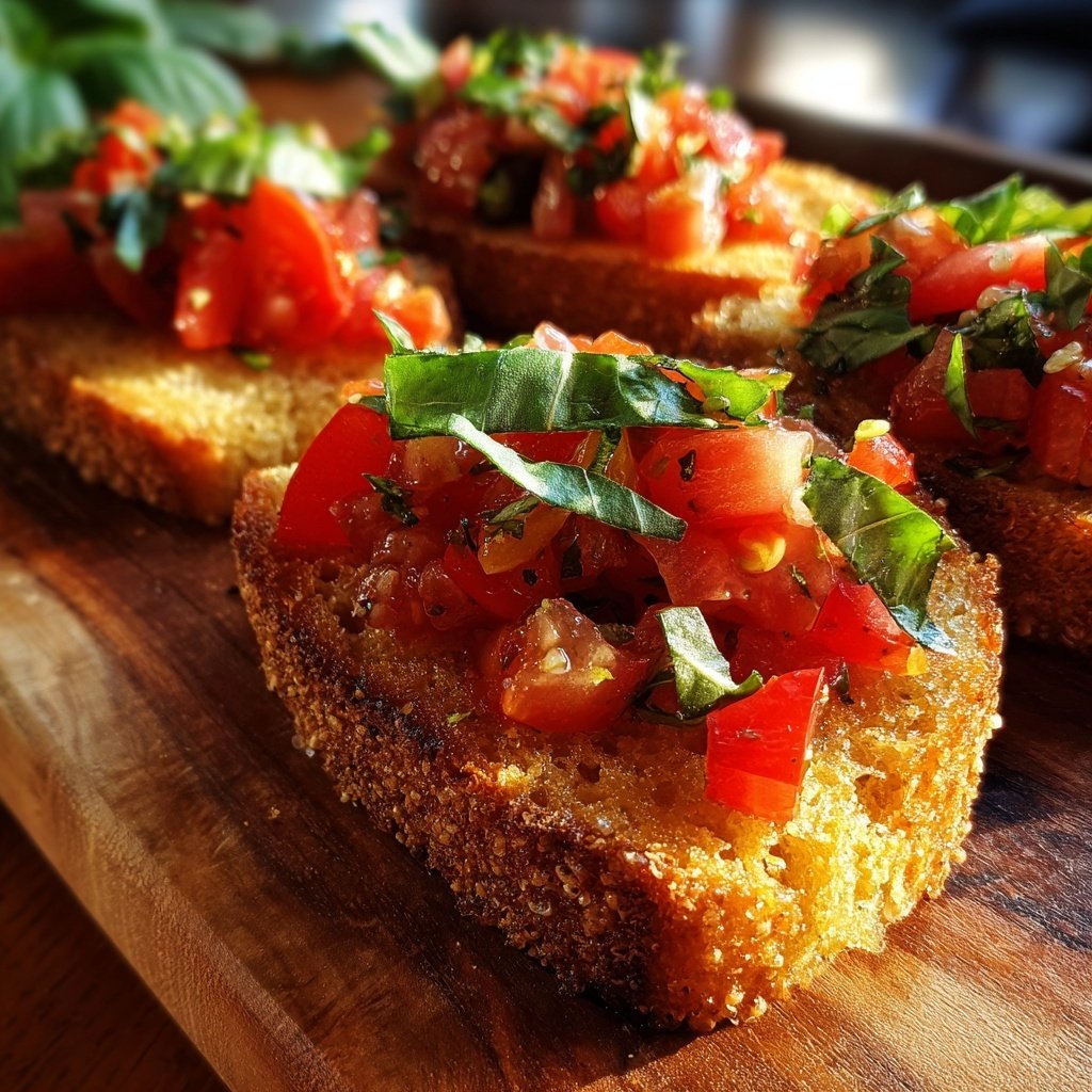 Bruschetta mit Tomaten und Basilikum