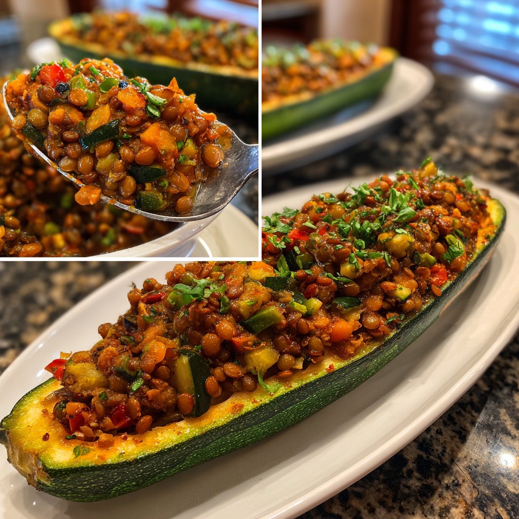 Gefüllte Zucchini mit Linsen