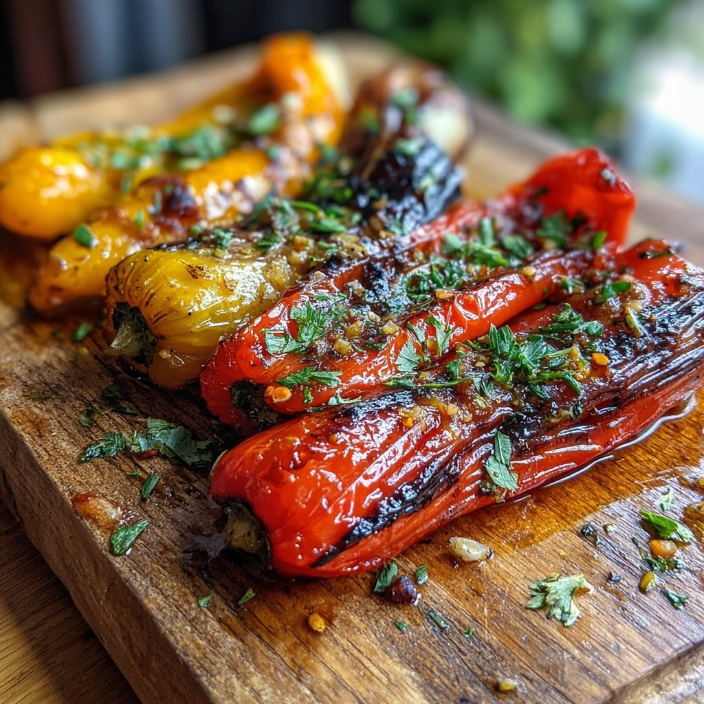 Gegrillte Paprika Mit Knoblauch