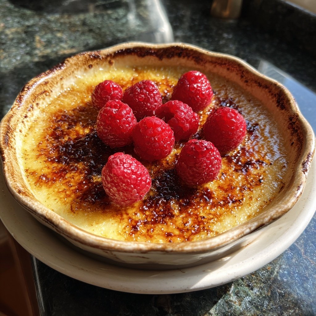 Crème Brûlée mit Himbeeren