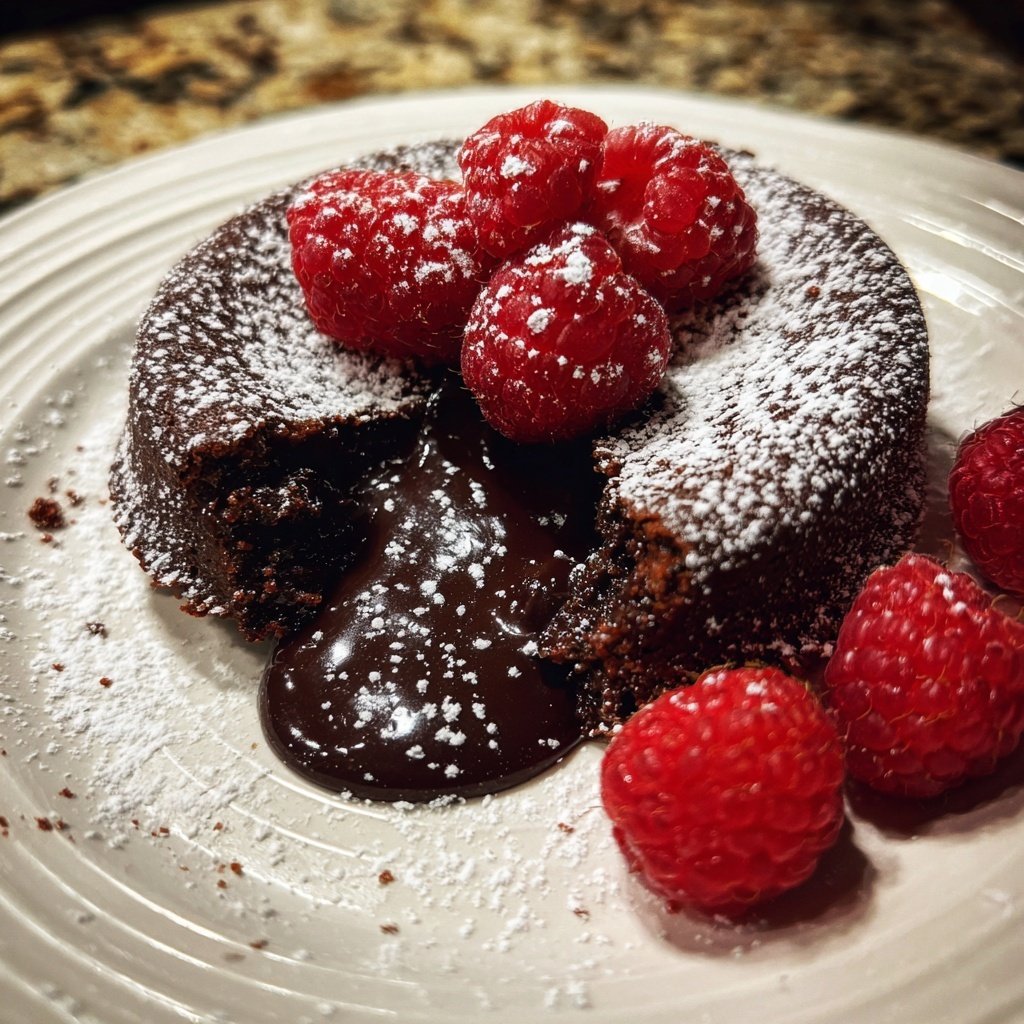 Lava Cake mit Himbeeren